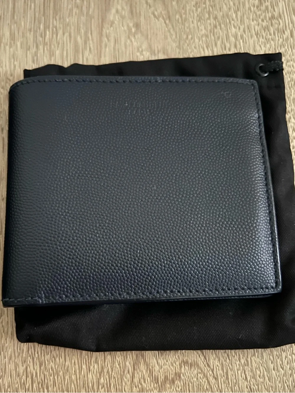 Saint Laurent YSL Pebbled Bi Fold Wallet